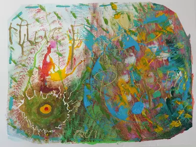 Marco (Blocchi di inchiostro, gouache, acrilico e cera da colorare) 2023 Marco (Blocchi di inchiostro, gouache, acrilico e cera da colorare) 2023